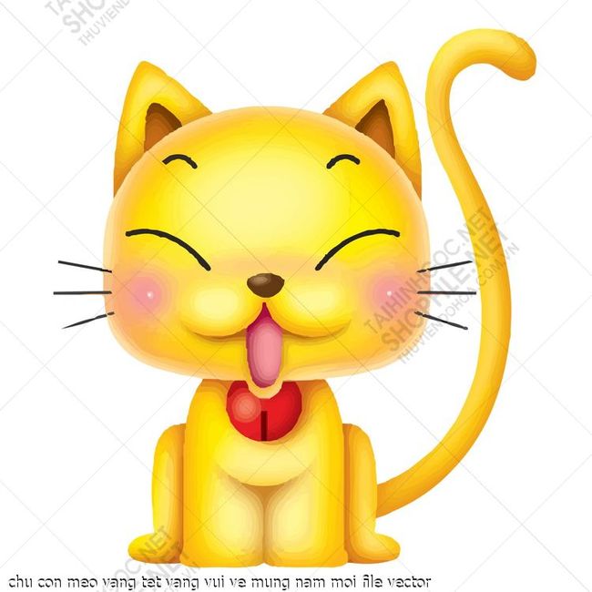 chu con meo vang tet vang vui ve mung nam moi file vector
